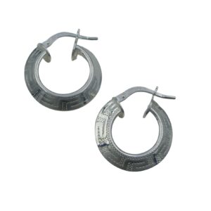 Silver Greek Key Hoop Earrings