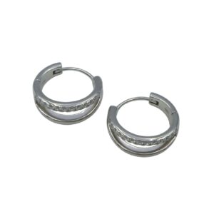 Silver CZ Hoop Earrings
