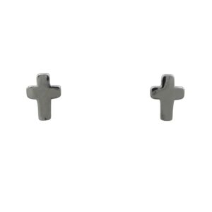 Silver Plain Cross Stud Earrings