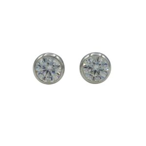 Silver CZ Rubover Stud Earrings