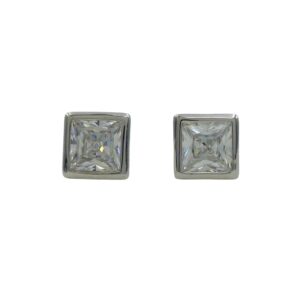 Silver Rubover Stud Earrings