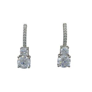 Silver CZ & Pearl Drop Earrings