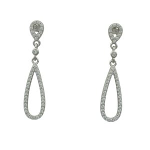 Silver CZ & Pearl Drop Earrings