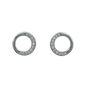 Silver CZ Circle Earrings